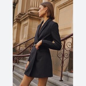 NEW BANANA REPUBLIC BELTED TUXEDO BLAZER DRESS SZ 6 DUSTER COAT JACKET BLACK